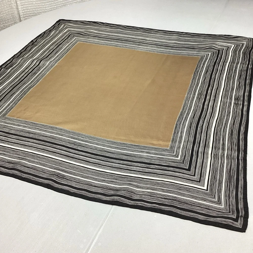 Vintage Baar & Beards Inc. Silk Scarf Black, White & Tan
